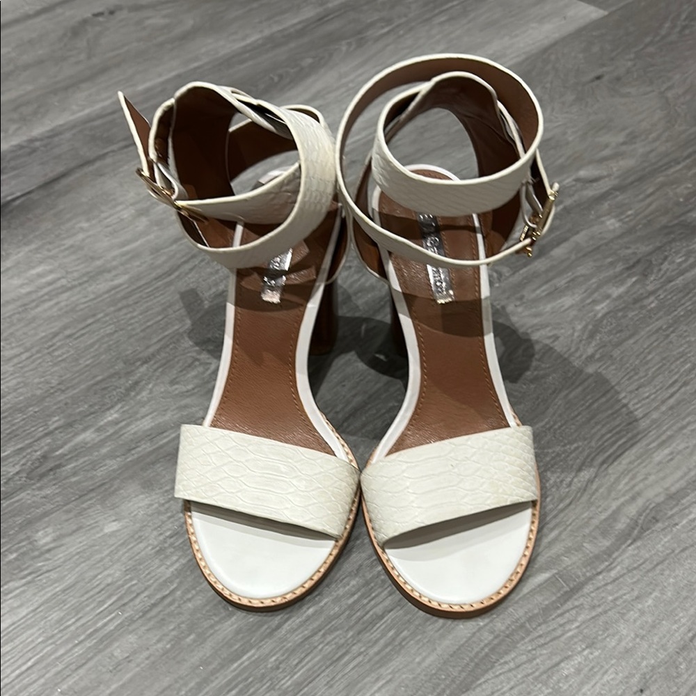 BCBGeneration White Block Heel Sandals